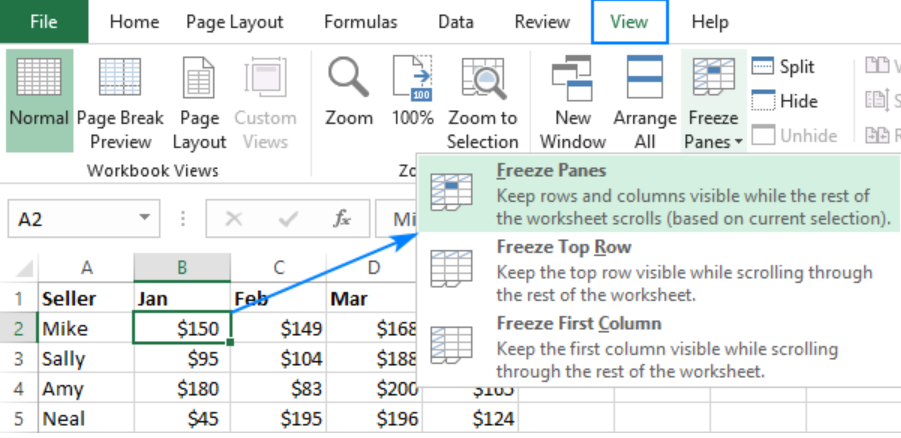 Freezing Rows and Columns In Excel