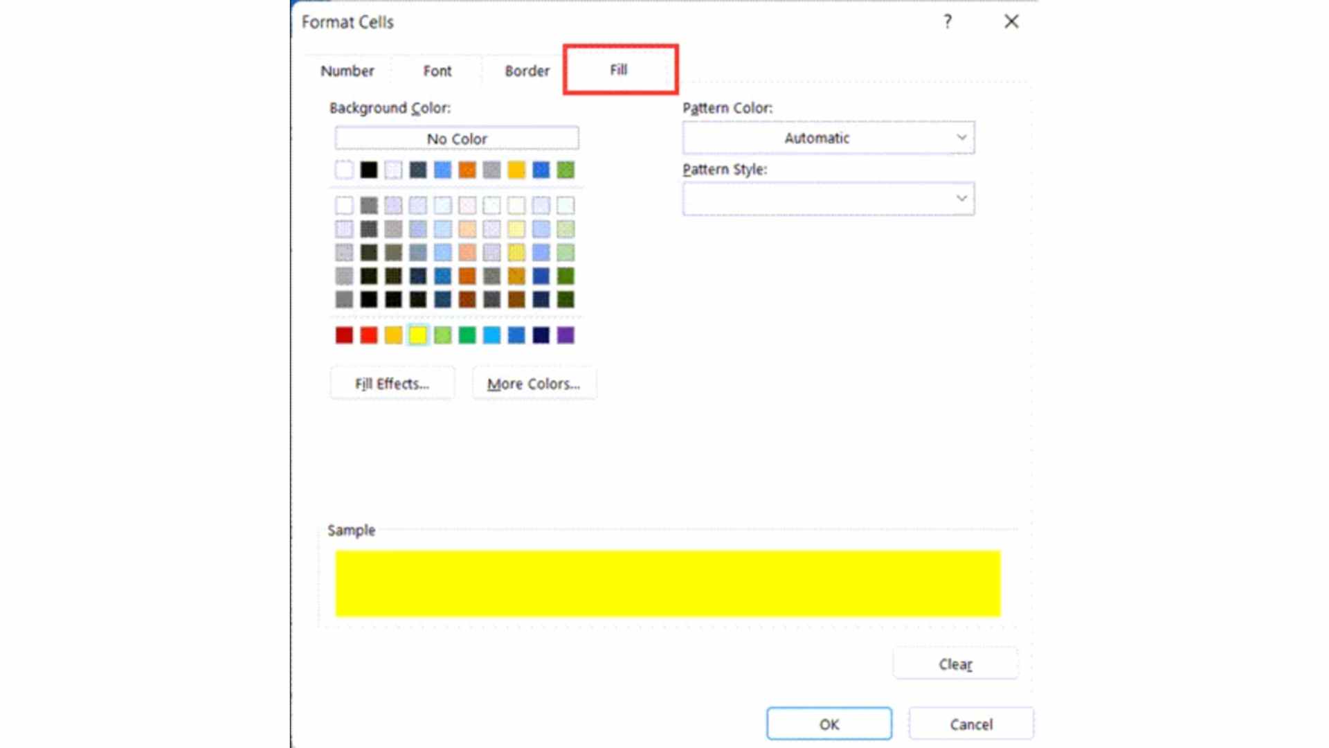 Use a formula to determine which cells to format fill colour