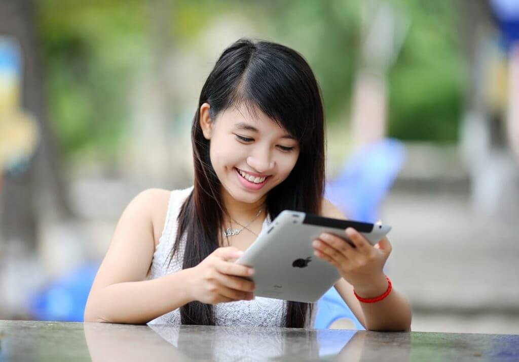 Girl using iPad