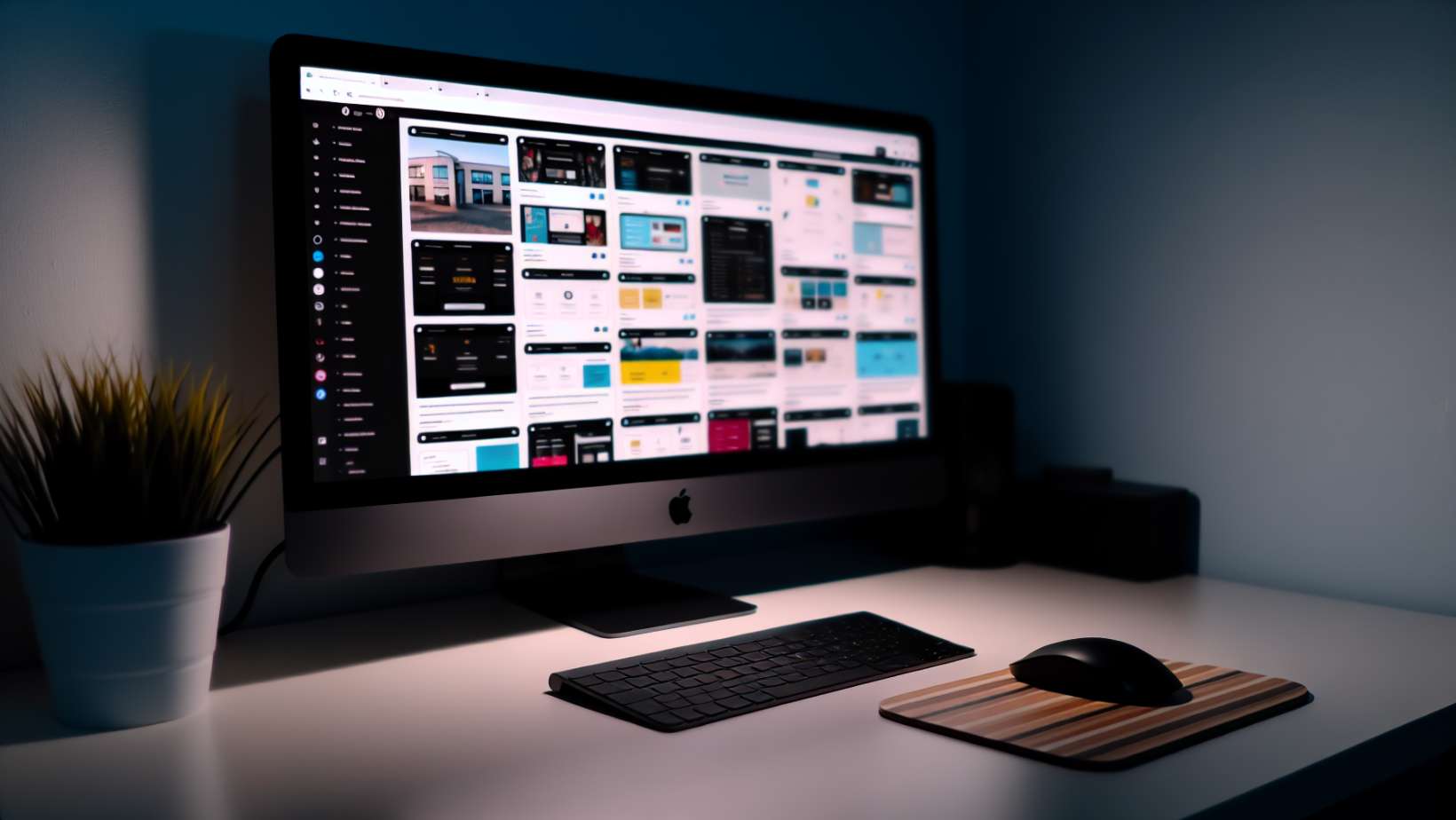 A variety of WordPress themes displayed on a computer screen