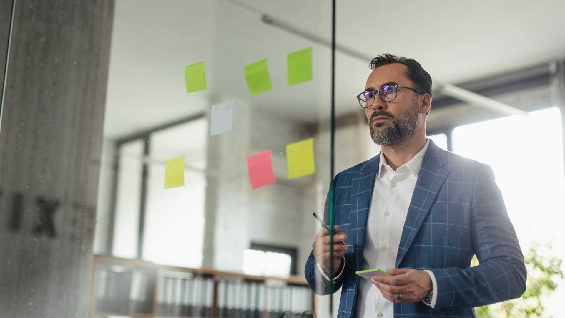 man preparing for work presentation