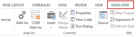 developer tab